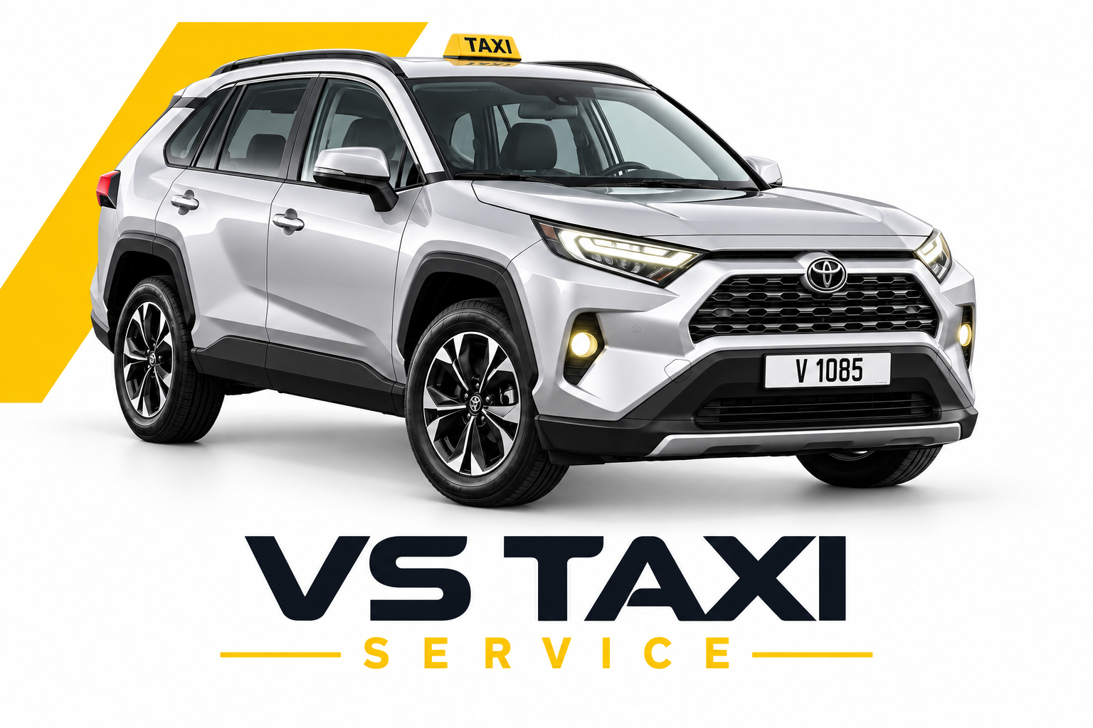 VS Taxi Service — realistic silver Toyota RAV4 brand image